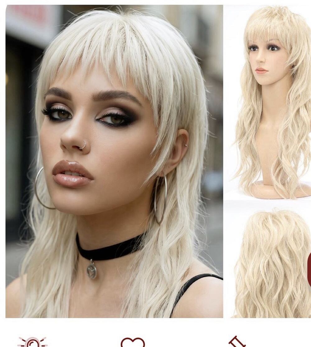 Elashira Blonde Mullet Wig 22-Inch Synthetic Cosplay Halloween Wig